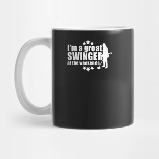 Funny metal detecting t-shirt & gift ideas - I'm a great swinger at the weekends Mug